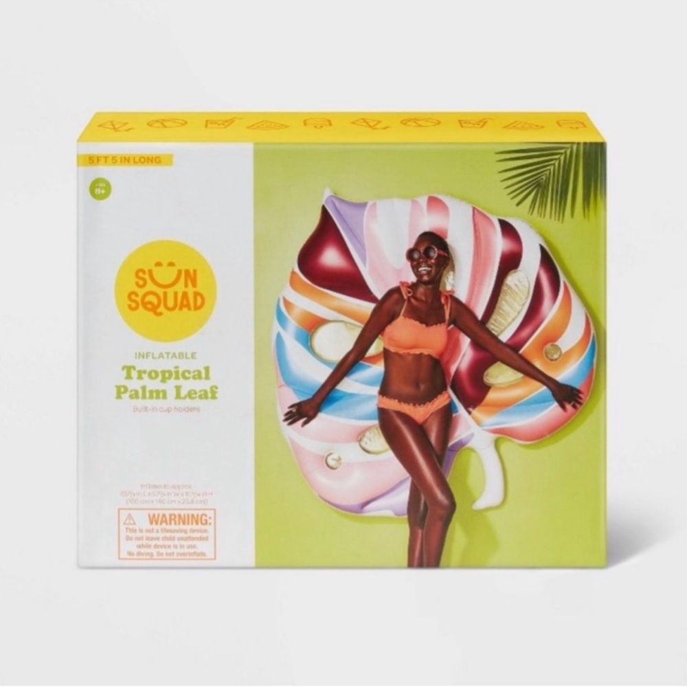 Sun Squad Large Tropical Palm Leaf Pool Float - Beach / Vacation / Summer